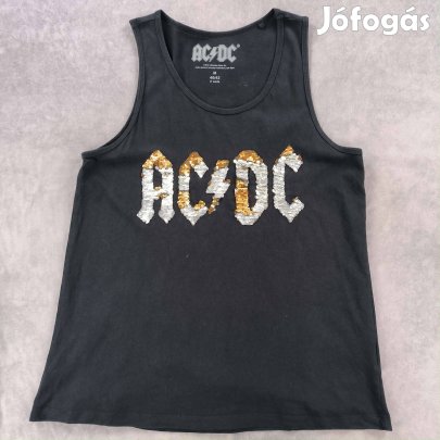 AC/DC flitter logós ujjatlan női felső M-es