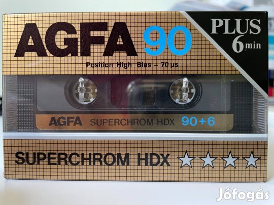 AGFA Superchrom Hdx 90+6 chrom 1985 bontatlan, új magnókazetta, audio