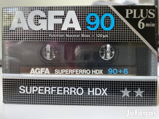 AGFA Superferro Hdx 90+6 1985 bontatlan, új magnókazetta, audio kazett