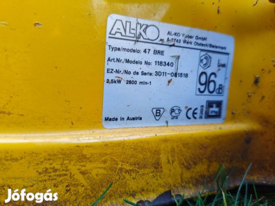 AL-KO 47 BRE Briggs benzinmotoros önjáró fűnyíró önindítós eladó