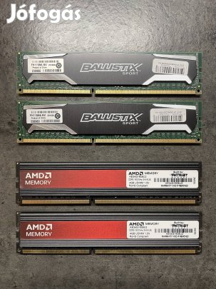 AMD / Ballistix 4GB DDR3 1600Mhz RAM 4db egyben