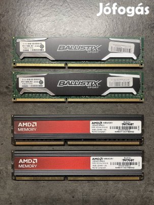 AMD / Ballistix 4GB DDR3 1600Mhz RAM 4db egyben