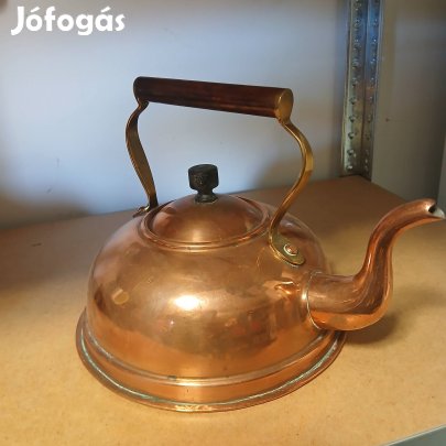 ART Deco Széles Vörösréz Teáskanna antik 
