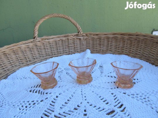 ART Deco likőrös, pálinkás pohár 3 db