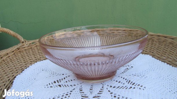 ART Deco színes öntött üveg tál