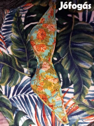 ASOS szines viragos noi bikini, furdoruha, 75D felso,38 also, Uj