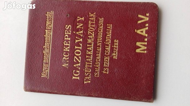 A Horthy korból MÁV Igazolvány ritka db