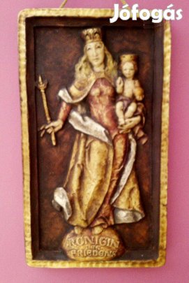 A béke királynője. Festett, égetett kerámia dombormű, Németországból