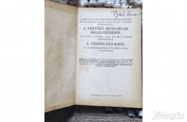 A fertőző betegségek megelőzéséről című könyv (1953)