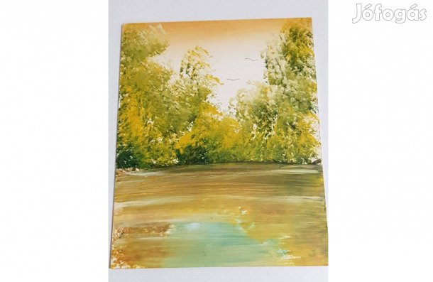 A folyónál fa lemez alapon olajfestmény