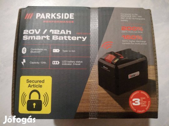 A legnagyobb Parkside akku 20 Volt 12 Ah smart bluetooth új, 3 év gari