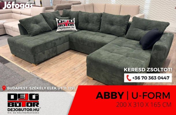 Abby ualak kanapé ülőgarnitúra 200x310x165 cm ágyazható zöld