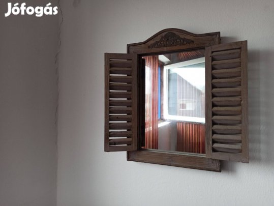 Ablak stílusú fa fali tükör