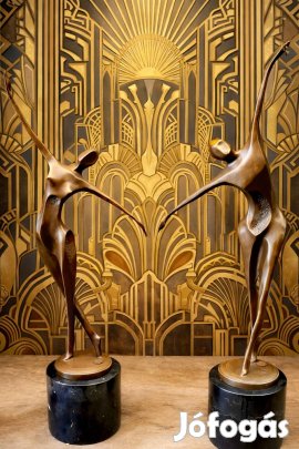Absztrakt Elegancia: Art Deco Bronz Szoborpár