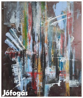 Absztrakt festmény keretezve az alkotótól