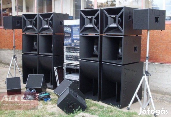 Accus hangfal szett 2db 15"/40cm bandpas sub, 2db szirom top