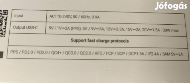 Acefast Gan 30w Ledes töltőfej