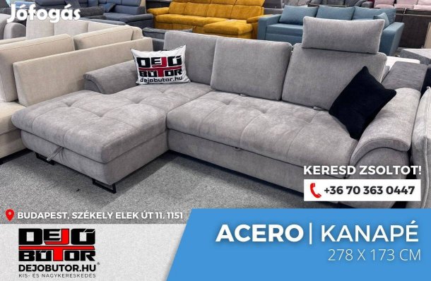 Acero kanapé ülőgarnitúra 278x173 cm sarok bútor grey ágyazható