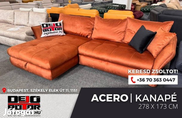 Acero sarok kanapé ülőgarnitúra rugós 278x173 cm bronz ágyazható