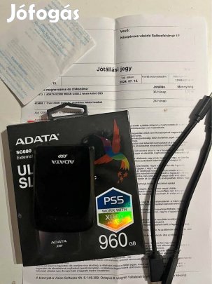 Adata SC680 960GB külső SSD, garanciális, dobozában eladó!