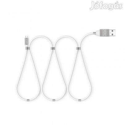 Adatkábel Mágneses - Microusb - 2A - fehér