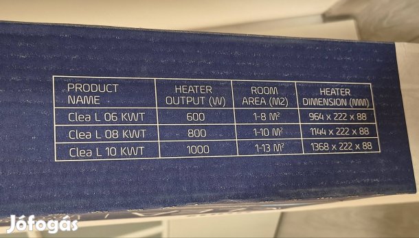 Adax Clea 1000w wifi-s designer üveg fűtőpanel