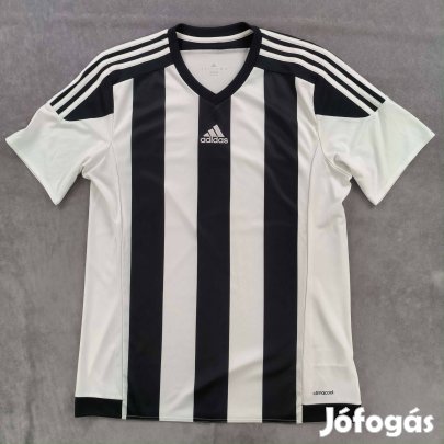 Adidas fekete-fehér csíkos Climacool foci mez L-es