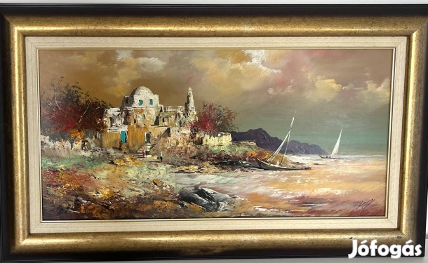 Adilov Kabul Tengeri szél 38x70cm olaj festmény