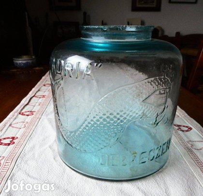 Adria Debreczen zöld ruszlis üveg (4,5 literes,1900 körül)