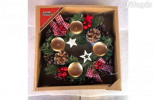 Adventi koszorú Karácsonyi dekoráció - gyertyatartóval - 30 cm