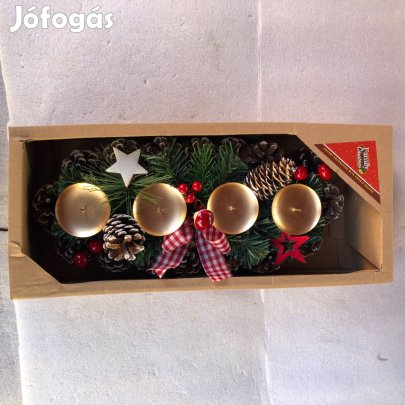 Adventi koszorú Karácsonyi dekoráció - gyertyatartóval - 35 x 15 cm