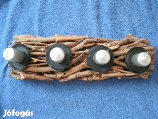 Adventi rusztikus gyertyás asztali dísz 47 cm x 17 cm