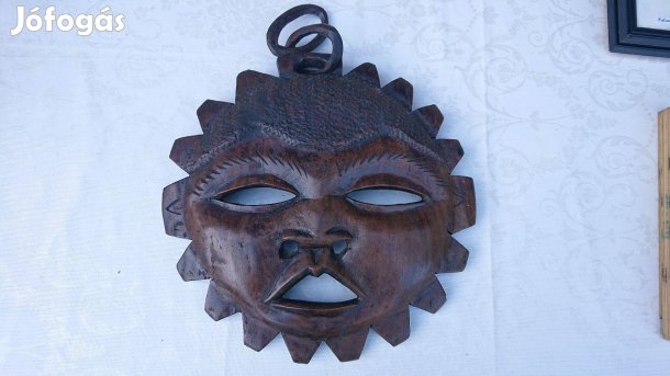 Afrikai kézzel faragott ébenfa maszk, fali dekoráció