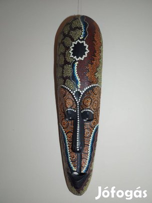 Afrikai kézzel faragott maszk, fali dekoráció