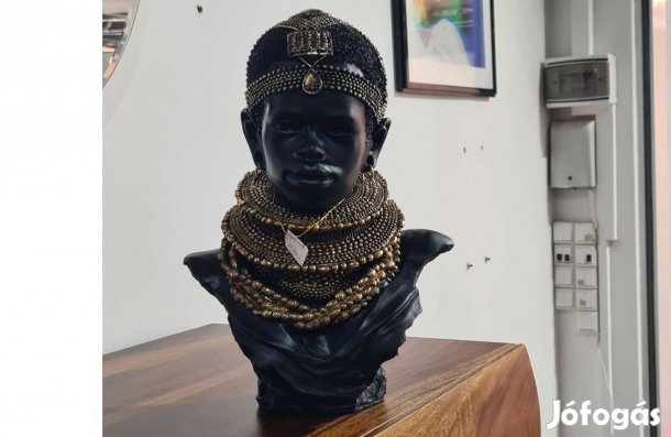 Afrikai női fej szobor 36 cm
