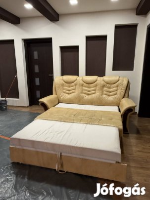 Ággyá alakítható bőr kanapé ágyneműtartóval