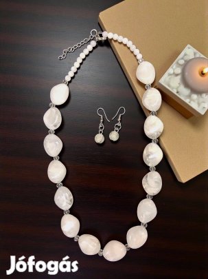 Ágnes fehér színű gyöngy bizsu nyaklánc Szett