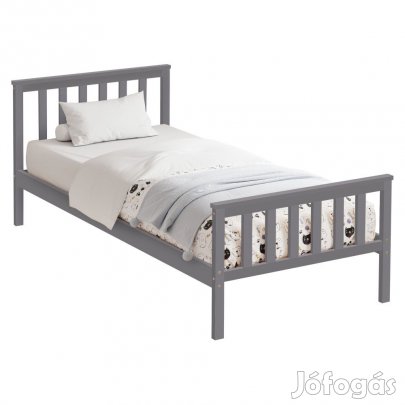Ágy ágyráccsal, szürke, 90x200, ANATRA