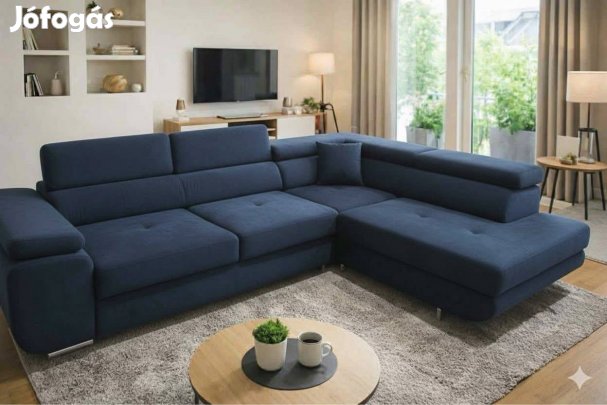 Ágyazható, agynemutartos, állítható fejtamlas sarokkanapé