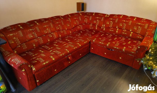 Ágyazható sarokgarnitúra - dupla agynemű tartóval