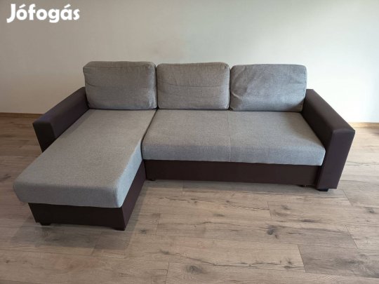 Ágyazható zsákszövetes sarokkanapé, ágyneműtartóval - megfordítható