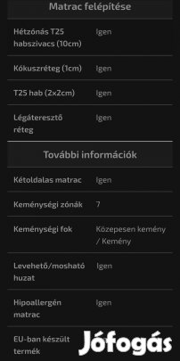 Ágymatrac 120x200x15 kókuszréteggel