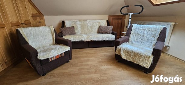 Ágyneműtartós, ágy funkciós 2+1+1 ülőgarnitura eladó. 
