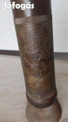 Ágyú lőszerből készült I. Világháborús virágváza ritka szép db