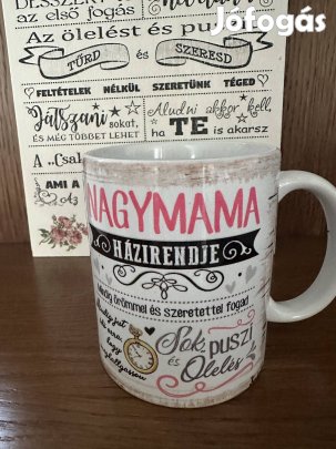 Ajándék Nagymamának - A nagymama házirendje - Dekor falikép és bögre 
