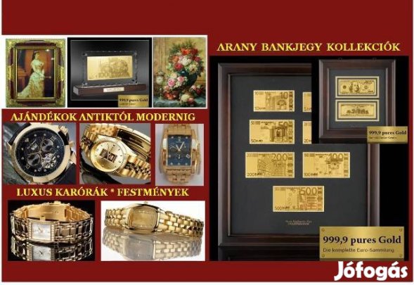 Ajándék Óra Karóra, Euro Forint Arany Bankjegy Antik Retro Aranyóra
