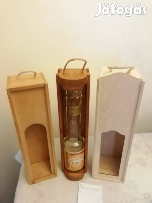 Ajándék bornak fából készült elegáns bortartó füllel, 3 db. új állapot