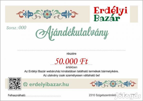 Ajándékutalvány 50.000.-ft értékben