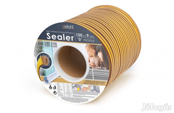 Ajtó- ablakszigetelő Öntapadós "D" profil - 100 m barna 9 mm