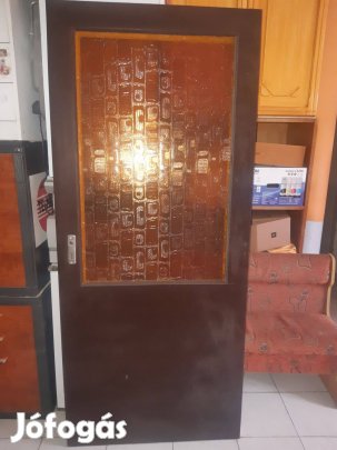 Ajtó bagoly sárga üveges tok nélkül 87x204,5cm barna jobbos falcos